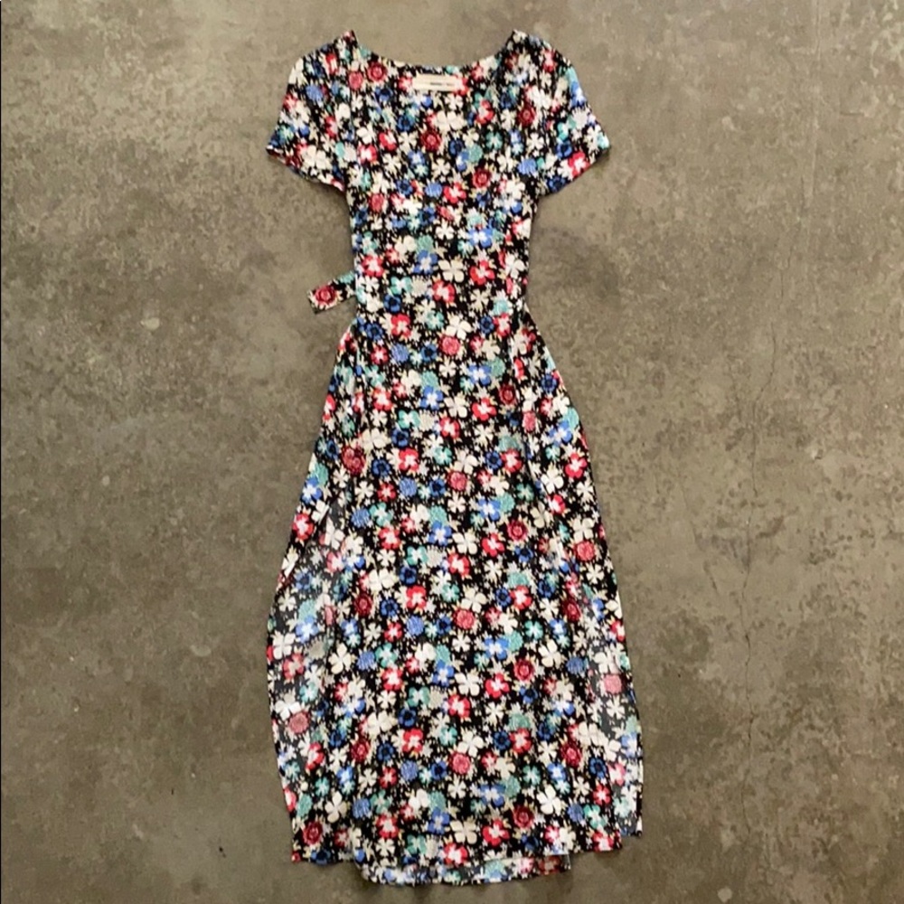Black Floral Tea-Length Dress